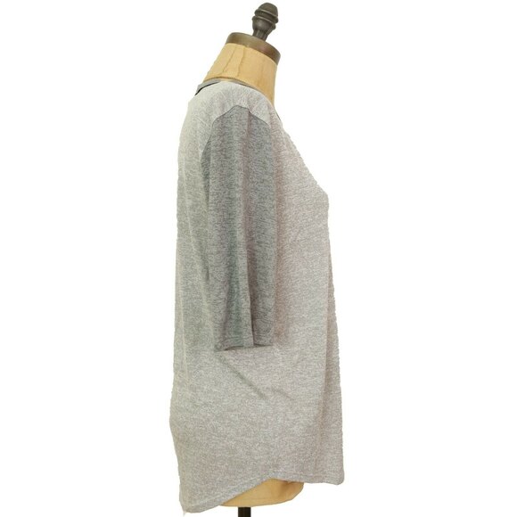 Vince Contrast Sleeve Lightweight Top Size S Round Hem Baseball Gray EUC B90 - Picture 2 of 5
